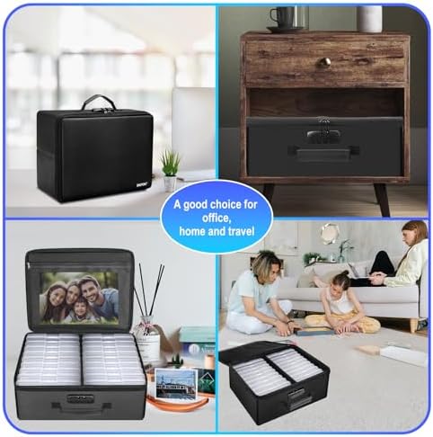ENGPOW Photo Storage Box with 18 Inner 4" x 6" Photo Case(Clear), Fireproof Photo Organizer with Lock, Collapsible Portable Acid-Free Photo Keeper Craft Storage with Handles for Home, Office, travel - Image 5