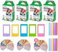 Fujifilm Instax Mini Instant Film (2 Pack, 40 Sheets) 5 Plastic Desk Frames + 60 Sticker Frames + 2 Packs Corner Stickers by FUJIFILM