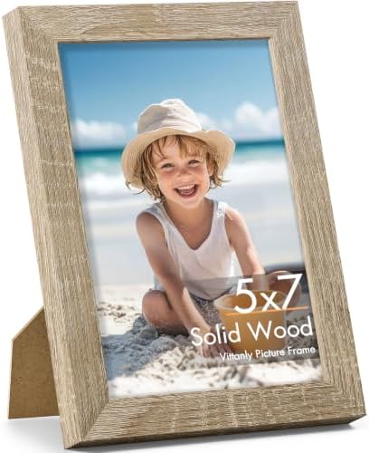 Vittanly 5x7 Picture Frame Made of Solid Wood for Wall & Table, Light Wood by Vittanly