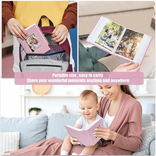 Photo Album 4x6 100 Pockets, Linen Cover Top Loader Vertical, Slip-in Picture Pink Pockets Albums for Wedding, Family, Anniversary, Baby, Vacation - Image 6