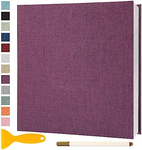 Photo Album Self Adhesive Pages 11x10.6 Scrapbook Purple 40 Pages by Semfalbuums