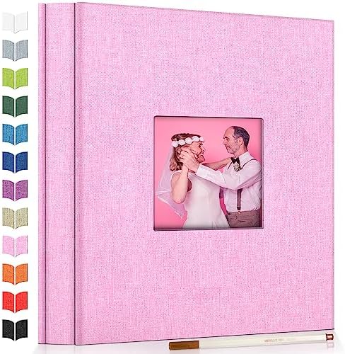 Artfeel Photo Album Self Adhesive Scrapbook Album for 3x5 4x6 5x7 8x10 Pictures,120 Pages Linen Cover with Display Window DIY Photo Book,Ideal Gifts for Family Travel Wedding Baby by Artfeel