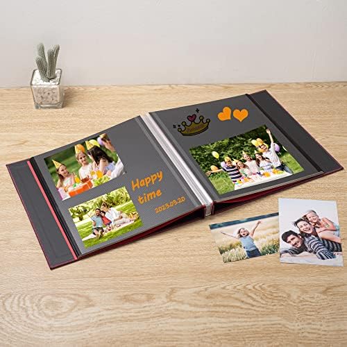 Large Photo Album Self Adhesive 4x6 8x10 10x12 13"x12.6" Scrapbook Album 12.6"x11" Inch 60 Black Sticky Pages Linen Cover Magnetic Photo Album with A Metallic Pen and DIY Stickers(Purple) - Image 2