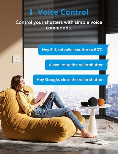 meross Matte Roller Shutter Switch Smart 80 x 80 mm, WLAN Roller Shutter Switch with Timer for Roller Shutters, Blinds, Awnings, Compatible with Alexa, Apple HomeKit and Google Home, 2 Pieces - Image 4