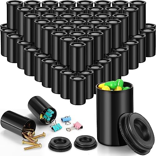 JOVITEC 100 Pcs Plastic Film Canister Holder 35 mm Empty Camera Reel Containers Storage Containers Case with Lids for Small Accessories Fish Hook Film Beads(Black) by Jovitec