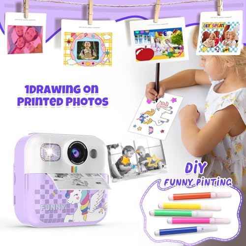 Kids Instant Print Camera, 1080P Printable Camera Toys for Girls Boys 3-10 - Image 4