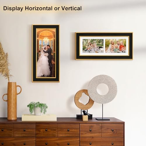 Suede 6x15 Picture Frame Display 2 Opening 5x7 Double Picture Frames Collage Wall Decor with Mat,Multi Photo Frame for Plexiglass,Wall Decor,1Pack,Black - Image 6