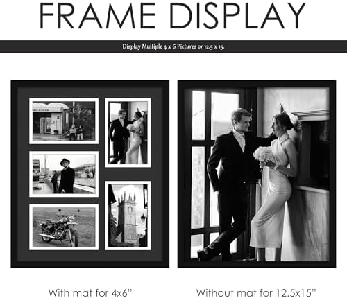 DUENPY 12.5x15 Collage Frame For 5 4x6 Photos Black Mat - Image 4
