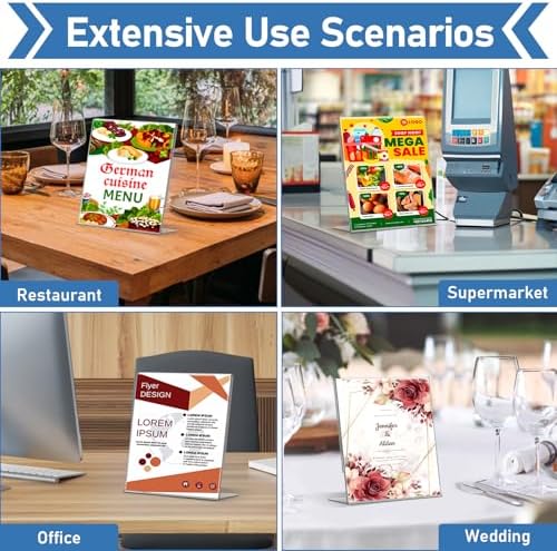 Acrylic Sign Holder 4x6 Inches, 16 Pack Clear Plastic Table Flyer Display Stand, L-Shape Vertical Menu Paper Holder Stand, Clear Picture Photo Flyer Display Stand for Restaurants, Store Fair,Office - Image 5