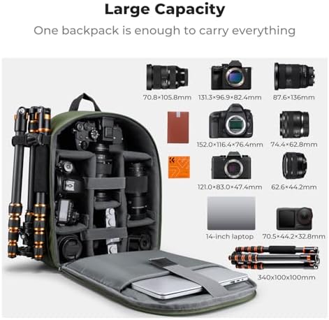 K&F CONCEPT Camera Backpack, DSLR/SLR/Mirrorless Photography Camera Bag - Image 3