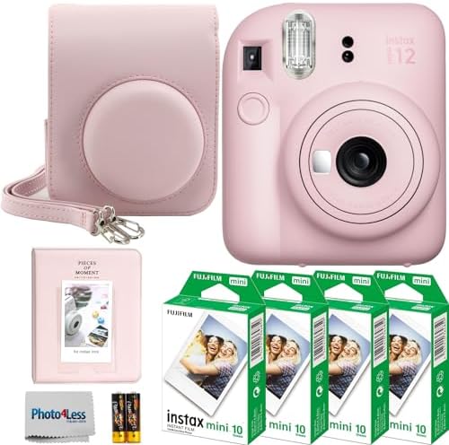Fujifilm Instax Mini 12 Instant Film Camera (Blossom Pink) + Fuji Instax Mini Instant Film – 40 Sheets + Instant Camera Gift Bundle by FUJIFILM