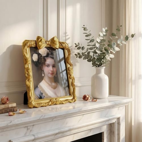 Cuspin 8x10 Gold Picture Frame, Vintage Bowknot Ornate Resin Frame - Image 7
