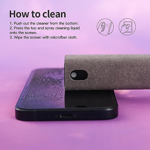 CUIUD Touchscreen Screen Cleaner Kit 2 Pcs, Phone, Tablet and Car Screen Cleaner, Two in One Spray and Microfiber Cloth(2 Pack Grey) - Image 5