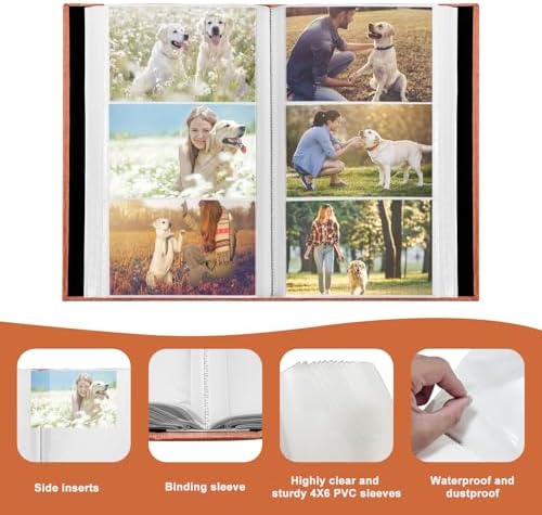 Photo Album 4x6 with 420 Pockets, Slip-in Picture Albums, Linen Cover Memory Book with Front Window, Vertical pages Photo Book for Wedding, Family, Anniversary, Baby, Vacation(Orange) - Image 3