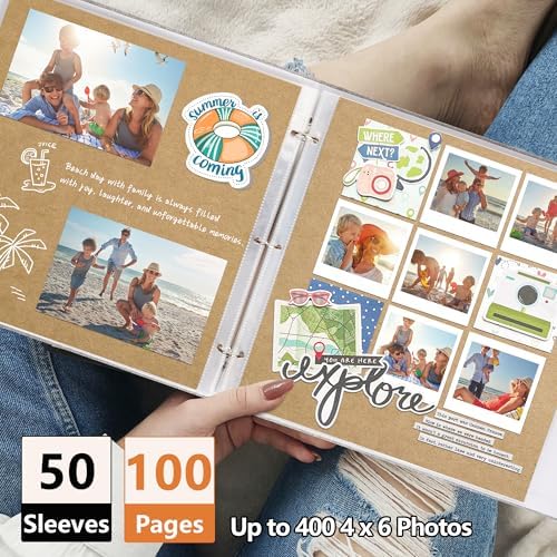 Vienrose Scrapbook Photo Album,12x12 Inch,3 Ring Binder,Green,100 Pages - Image 6