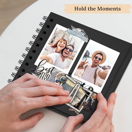 6.3x6.3 in Scrapbook Photo Album 20 Sheets, Black - Image 5