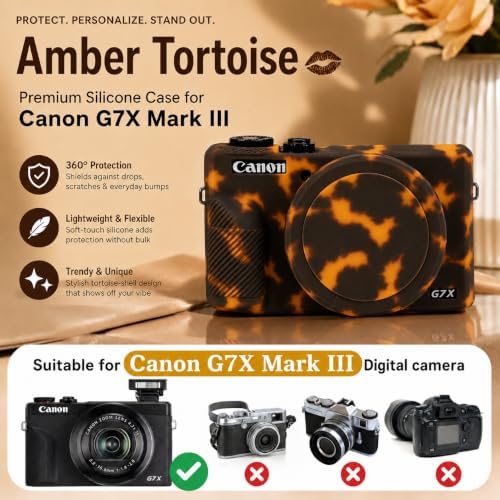 Camera Case for Canon G7X Mark III, Silicone Cover with Lens Cap - Image 2