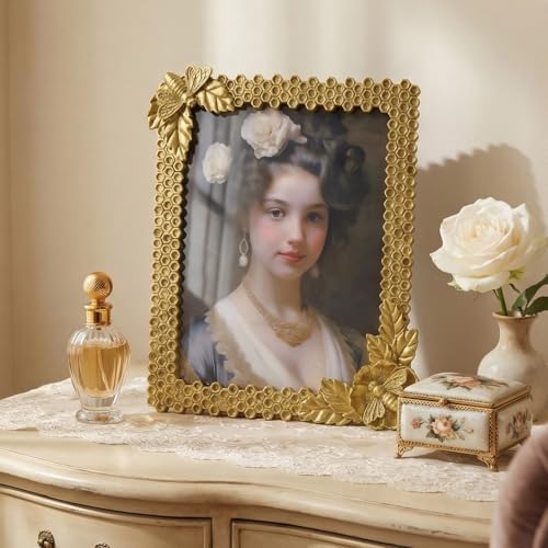 Cuspin Gold 8x10 Picture Frame Bee Floral Honeycomb Vintage Resin Frame - Image 4