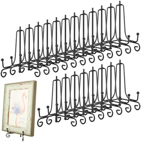 YAYODS 20 Pack Plate Stands for Display 4 Inch Black Iron Easel Stand Holder, Foldable Plate Picture Holder Display Stand for Photo Frames Decorative Books Arts by YAYODS