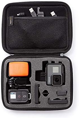 Amazon Basics Small Portable Protective Carrying Case for GoPro and Action Camera, Padded with Secure Handle, 9 x 7 x 2.5 inches, Black by AmazonBasics