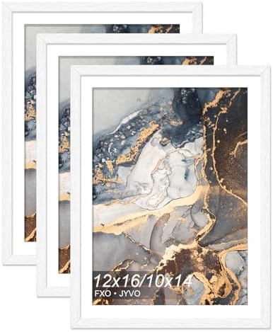 12x16 Frame Set of 3 for Diamond Art Painting 30x40cm Engineered Wood White by Fxojyvo
