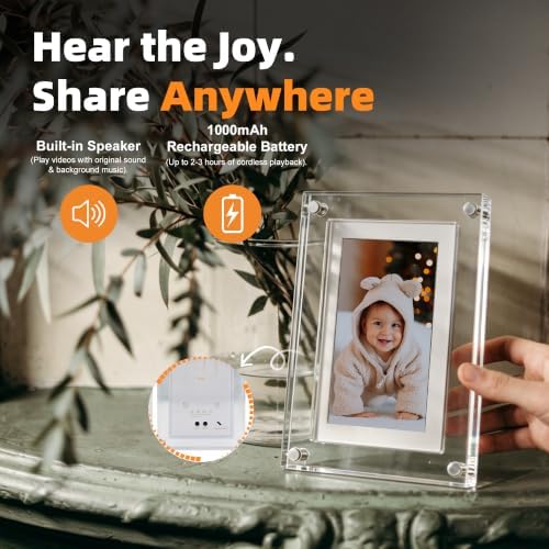 7 Inch Acrylic Video Picture Frame, 8GB Digital Video Frame with Sound and Loop Playback, No WiFi or App Needed, Desktop Display Gift for Family, Couples, Pets and Home Decor - Image 2