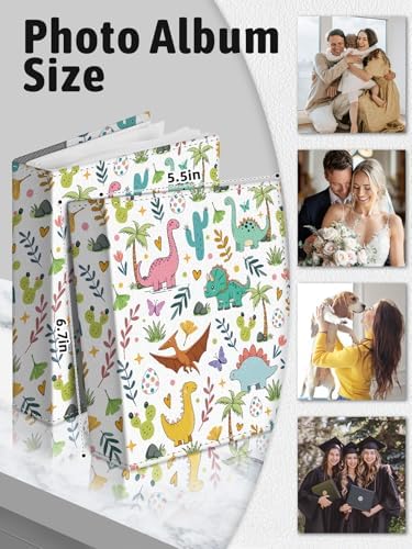 Photo Album 4x6, 56 Pockets Small Picture Book Cartoon Dinosaur - Image 6
