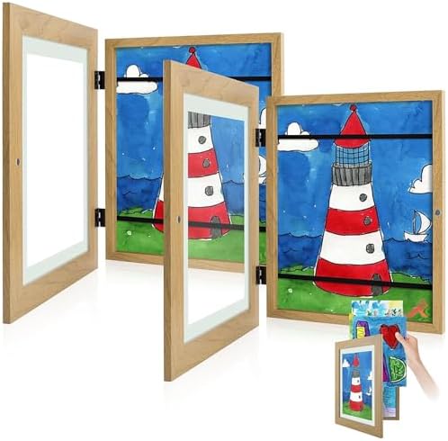 2 Pack 8.5x11 Front-Opening Kids Artwork Frames Changeable (Brown) by GoldenStateArt
