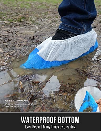 OhanaPro Premium Disposable Non Slip Boot & Shoe Covers - Pack of 50 - Waterproof Double Layer Bottom - Extra Thick, Durable, Recyclable - One Size Fits Most - Image 4