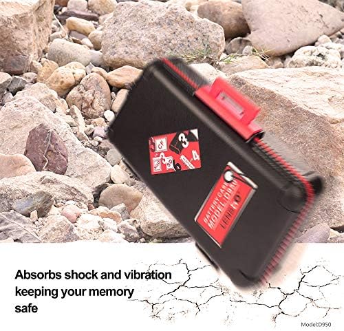 LENSGO Camera Battery Memory Card Case, Memory Card Hard Protector Case Water-Resistant Anti-Shock Storage Box for 3 Camera Batteries 3 XQD or 3 CF Cards 6 SD Cards (Red) - Image 5
