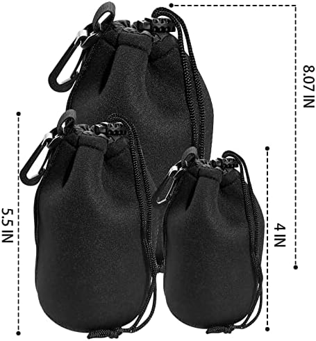 Lens Pouch Set 3Pack Replacement Compatible for Canon, Nikon, Sony, Pentax, Olympus (Small, Medium, Large) - Image 2