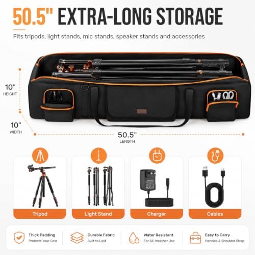 Tripod Carrying Bag 50.5", Light Stand and Mic Stand Bag - Image 4