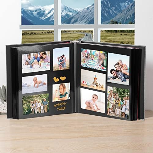 Large Photo Album Self Adhesive 4x6 5x7 3x5 8.5x11 Scrapbook Magnetic DIY Scrapbook Length 13 x Width 12.8 (Inches) 120 Black Sticky Pages Linen Cover DIY Photo Album(Grey) - Image 3