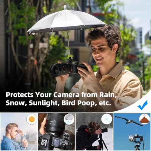 19.7" DSLR Mirrorless Camera Hot Shoe Umbrella Sun Shade Cover Silver - Image 2