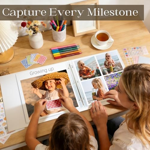 Vienrose Linen Scrapbook Photo Album Kit, Large 3 Ring Binder Scrapbook with 30 Plastic Sleeves, 15x13 Inch DIY Memory Book for Wedding, Baby Shower, Family & Kids Keepsake Gift, Beige - Image 3