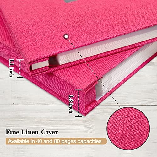 potricher Large Photo Album Self Adhesive 3x5 4x6 5x7 8x10 10x12 Pictures Linen Cover 80 Blank Pages Magnetic DIY Scrapbook Album with A Metallic Pen (Rose Red, 13.2x12.8 inches 80 Pages) - Image 5