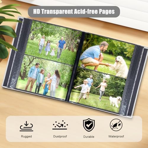 Photo Album 4x6 with 200 Pockets, Slip-in Picture Albums, Linen Cover Memory Book with Front Window, Black Page Vertical Photo Book for Wedding, Family, Anniversary, Baby, Vacation(White) - Image 2
