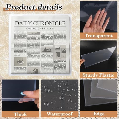 Klmnop 4 Pack Hard Newspaper Toploader Holders, 13" x 11" Rigid PVC Plastic Protector Sleeves, 4.5mm Thick Clear Loaders for Newspapers, Magazines, Comics, Photos - Image 3