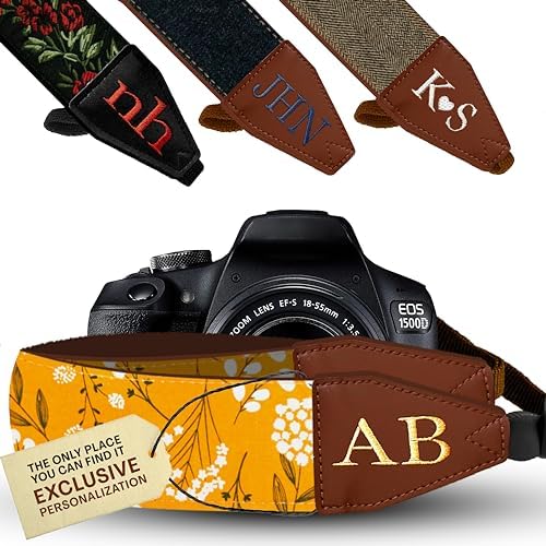 Art Tribute Camera Strap Personalized With Name - Shoulder, Crossbody & Neck Camera Strap for Photographers, Fits All Cameras, Canon Nikon Sony Fujifilm, Padded Strap W/Quick Release & Leather Ends by ArtTribute