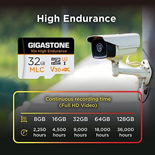 [10x High Endurance] GIGASTONE Industrial 32GB MLC Micro SD Card 2-Pack, 4K Video Recording, Security Cam, Dash Cam, Surveillance Compatible 95MB/s, U3 C10, with Adapter [5-Yrs Free Data Recovery] - Image 5