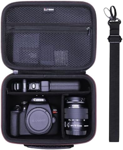 Camera Case Compatible with Canon EOS Rebel T7/R50/R6 Mark II/R100/R50 V/T6/R8/R10/R5 Mark II/RP/R7/5D Mark IV/SL3/R5/T100 DSLR SLR Camera, Len and Tripod with 4 Dividers and Shoulder Strap, Black by LTGEM