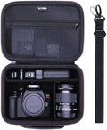 Camera Case Compatible with Canon EOS Rebel T7/R50/R6 Mark II/R100/R50 V/T6/R8/R10/R5 Mark II/RP/R7/5D Mark IV/SL3/R5/T100 DSLR SLR Camera, Len and Tripod with 4 Dividers and Shoulder Strap, Black by LTGEM