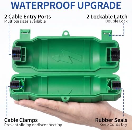 3 Pack Outdoor Extension Cord Safety Cover, Waterproof, Green - Image 4