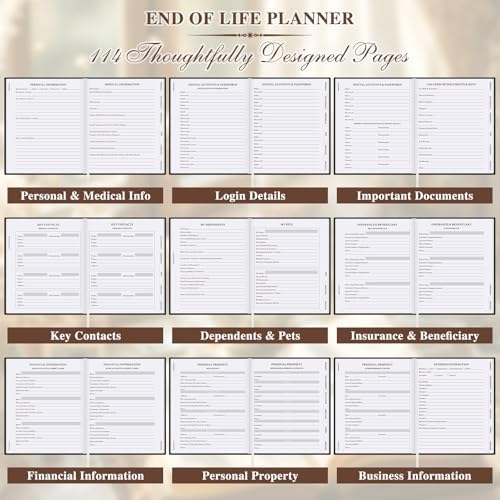 Lanpn End of Life Planner Death Organizer with Tabs, Final Wishes & Financial Estate Planning Journal, When I Die Journal for Senior, Before Death Life and Care Plan Book, Black, Leather Hardcover - Image 4