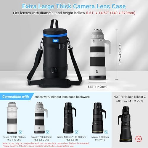 JJC Extra Large Camera Lens Case Bag for Canon RF 200-800mm Below 5.5x14.6 - Image 2