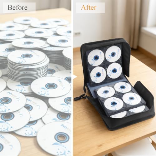 CCidea CD Case DVD Holder Storage, 400 Capacity DVD Cases Organizer Portable Cd Wallet Binder for Home Travel (400 Black) - Image 6