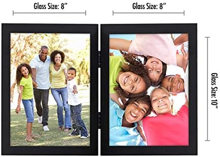 Americanflat Hinged 8x10 Picture Frame with Shatter-Resistant Glass - Double Picture Frames with Engineered Wood - Signature Collection - Photo Frame for Tabletop Display - Black - Image 2