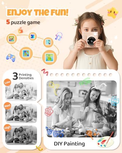 TIATUA Kids Instant Print Camera, 1080P HD Video Digital Toy, Brown - Image 5