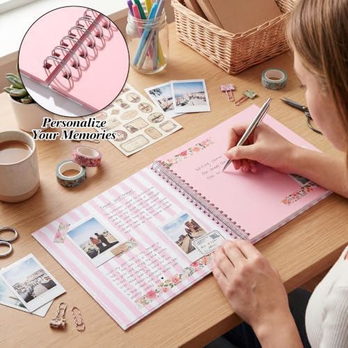12 x 12in Pink Scrapbook Album, 60 Pages Striped Creative DIY Photo Album - Image 3