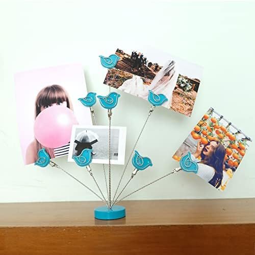 8-Branch Family Tree Picture Frame Holder, Card Photo Clips Holder Desk Stand for Memo Paper Note Photo Christmas Wedding Card Display (Blue Bird) - Image 6